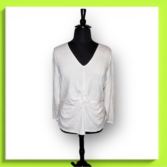 NIC+ZOE TWIST FRONT LACE KNIT TOP - Plus 1X White - Picture 1 of 12